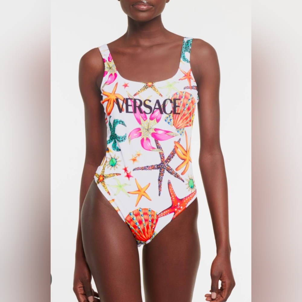 Versace White Multicolor One Piece Swimsuit